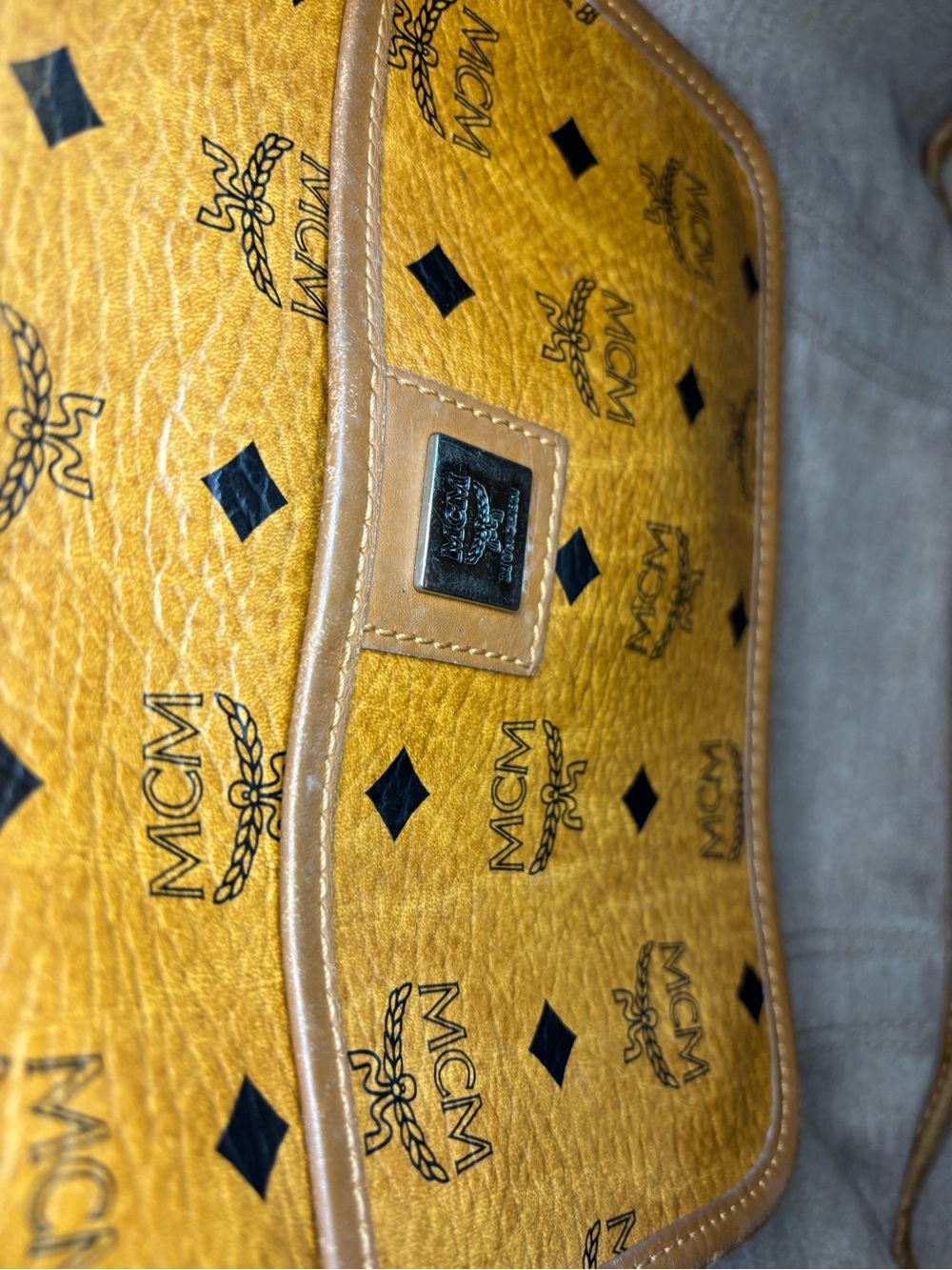 MCM Cognac Visetos Leather Tote Bag - Picture 9 of 11